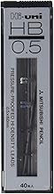 Uni Mechanical Pencil Lead Hi 0.5 Mm, Hb, 60 Mm X 40 Lead (Hu05300Hb), Black