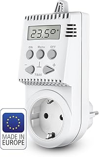 ELEKTROBOCK TS05 Steckerthermostat - Einfach zu Bedienen - Elektrische Heizungen - Infrarotheizung und Heizlüfter - Einstellbarer Temperaturbereich mit Frostschutz
