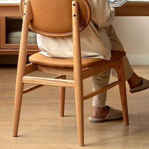 Miniatura 5 de Sillas de comedor, Silla auxiliar moderna de mediados de siglo con asiento tapizado y patas de madera, Sillas para comedor (marrón)