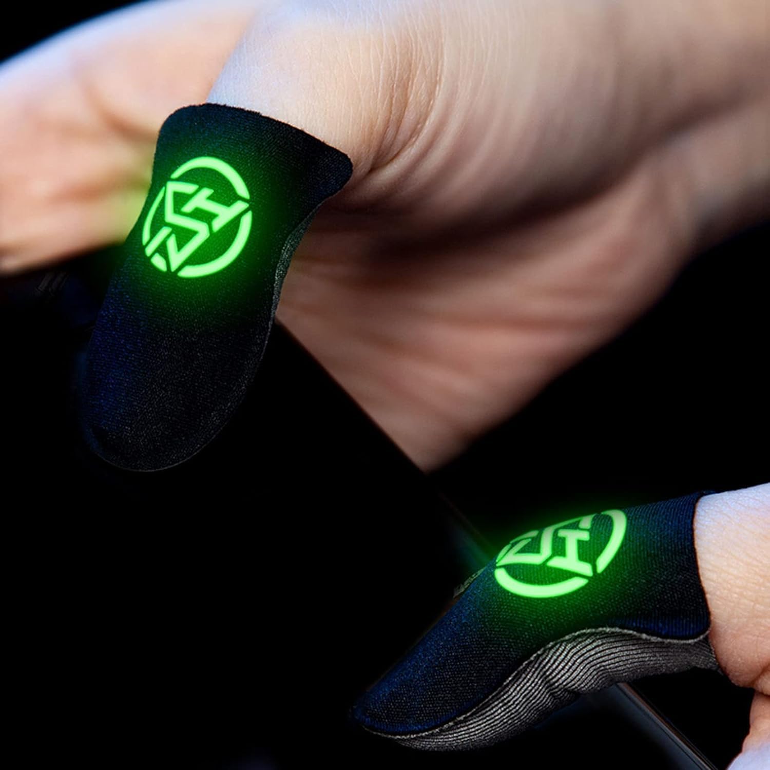 2 guantes negros para la punta de los dedos para juegos, a prueba de sudor, antideslizantes, transpirables, para juegos móviles, agarre para juegos, alivio del dolor, dedos de juegos para teléfonos