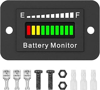 12V 24V 36V 48V 60V 72V Battery Monitor Meter, Waterproof LED Battery Capacity Voltage Indicator Acid&Lithium Battery Gauge Meter for Golf Cart EZGO Club CAR and Most Cars