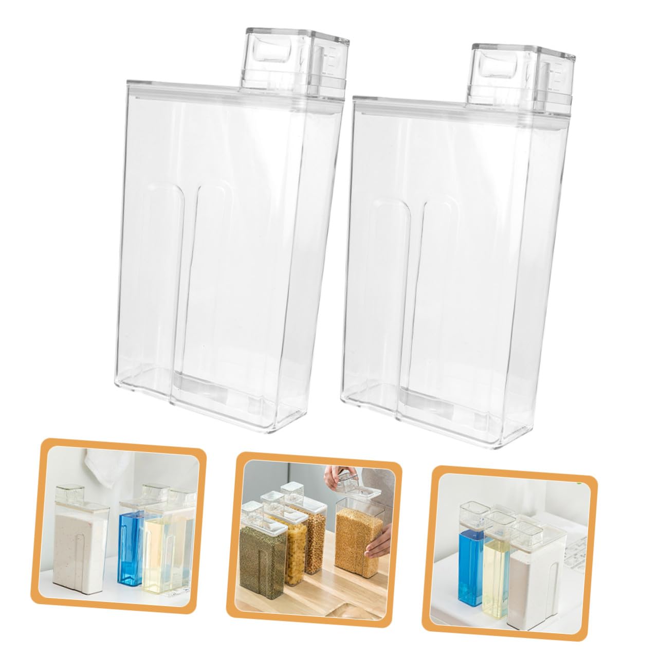 Gatuida 2 Piezas Depósito Detergente Transparente Reutilizable Cubo Almacenamiento Polvo Lavado Contenedor Práctico y Sellado para Hogar y Hotel