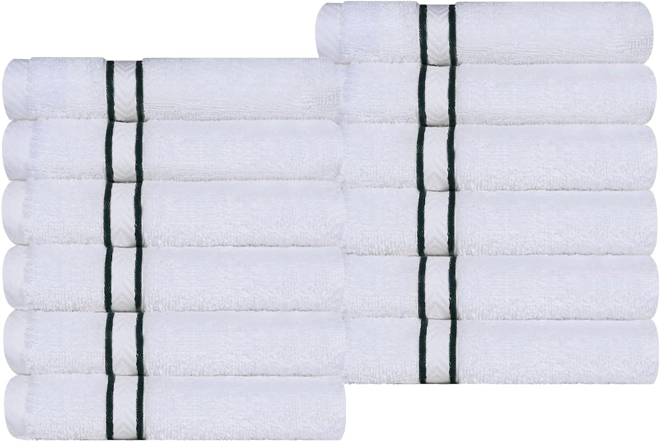 Superior Turkish Cotton 12-Piece Washcloth/Face Towel Set, Small Towels for Facial Cleaning/Drying, Quick Dry, Spa, Hotel, Resort, Home, Guest Bathroom, Master Bath, Home Accessories, Teal