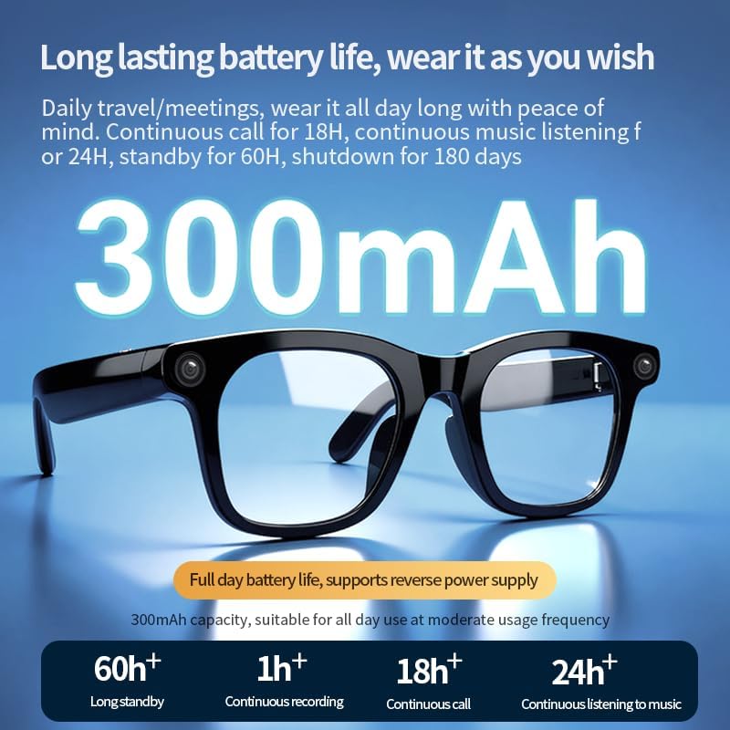AI Smart Glasses with 12MP Camera, Anti-Shake Video Recording and OTG, Object Recognition, Photo Capture, Real-Time Translation, AI Assistant, Open-Ear Audio, Bluetooth, Replaceable Sunglasses Lenses image 5