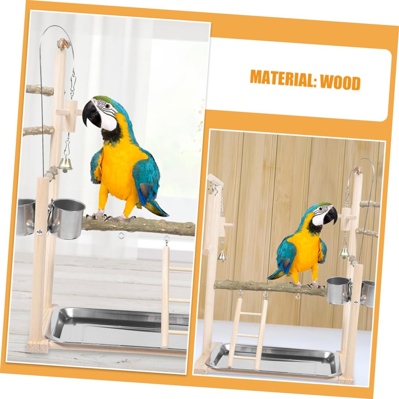 Elegant Pepper Wood Bird Stand Bird Ladder Perch Parrot Playstand Toy Parrot Rack Stand
