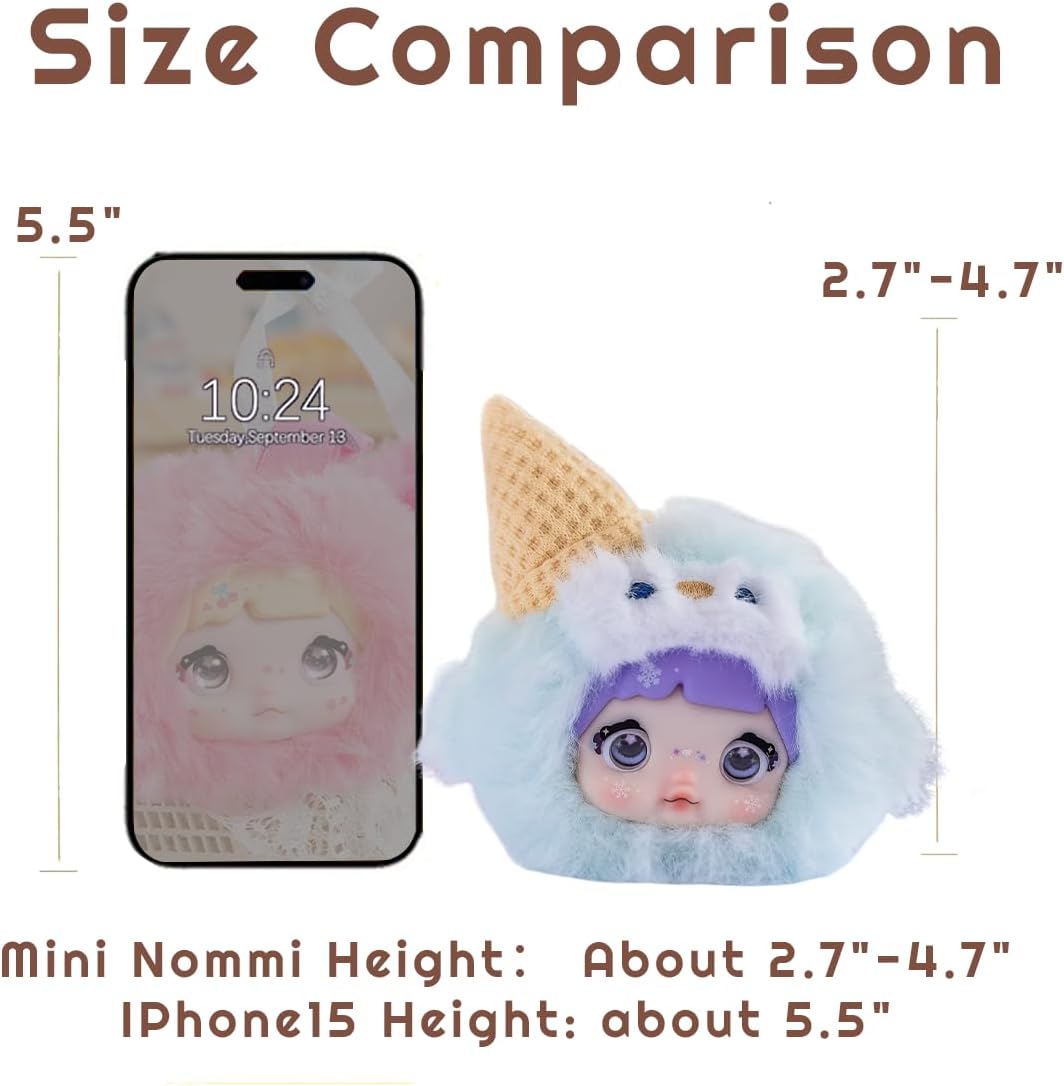 Mini Nommi Plush Mystery Box, Kawaii Nommi Sweetness 100 Series Blind Box 1PC(1 of 10 Possible Styles) Cute Figures Collectible Toys Birthday Gifts (1PC BlindBox)