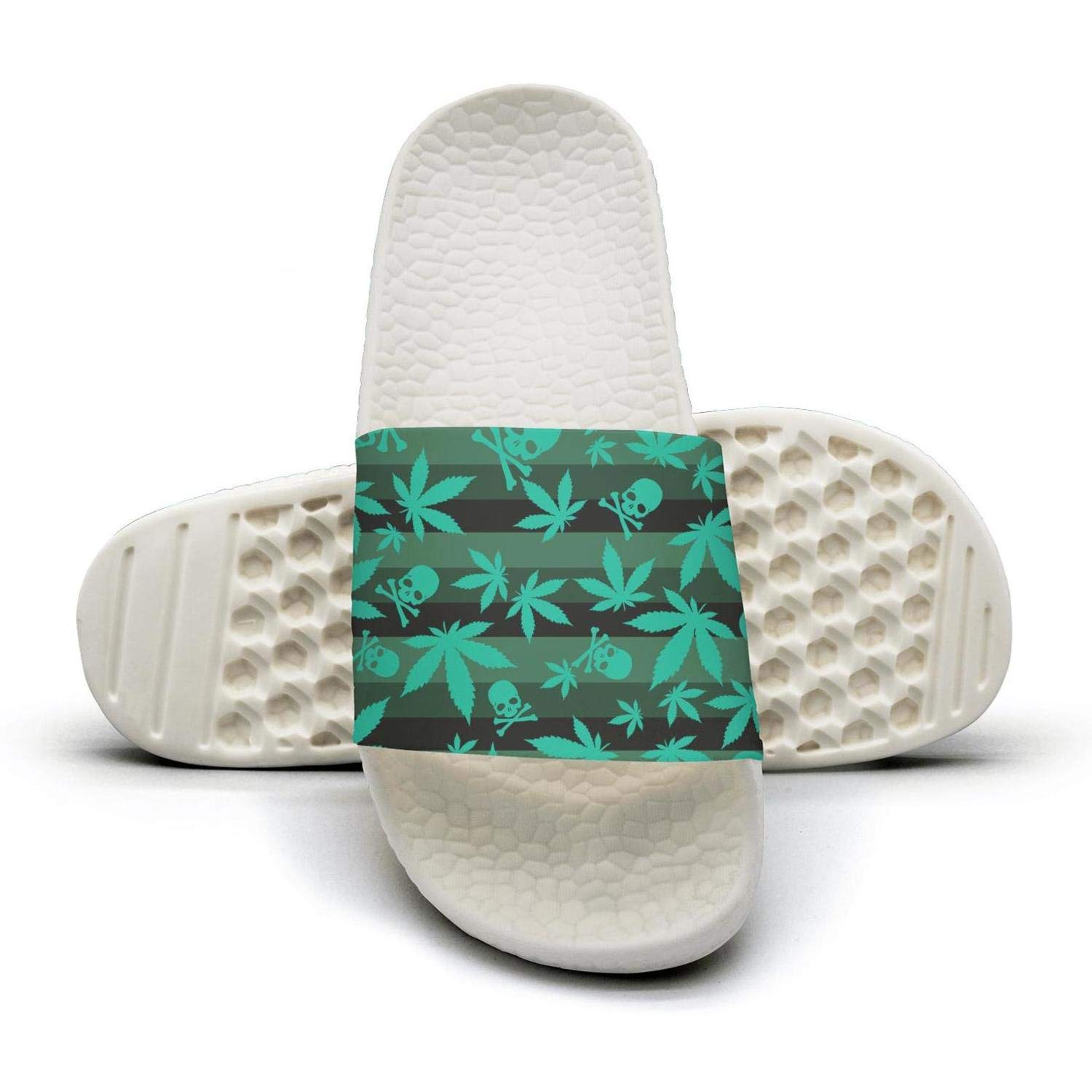 Cannabis seamless marijuana pattern Womens Outdoor Bath Slides Casual Slipper Open Toe Sandals