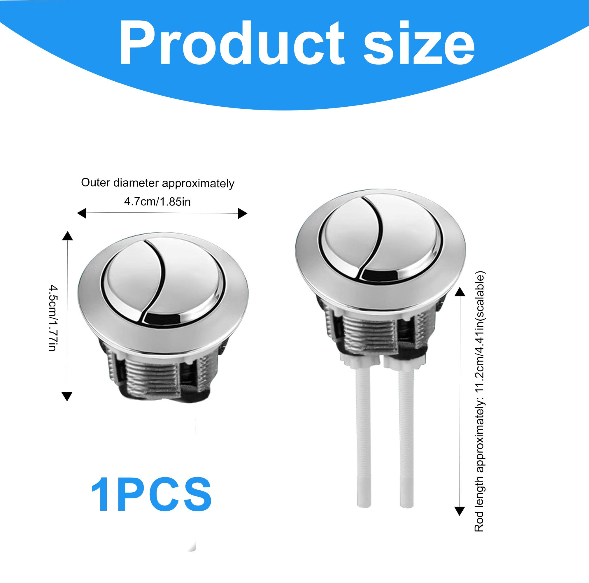 Bansusu 1Pc Toilet Flush Button Replaceable Round Head Toilet Button Flush Simple Operation Dual Toilet Push Button Easily Installed Replacement Accessories for Bathroom Toilet Water Tank Repair - Image 2