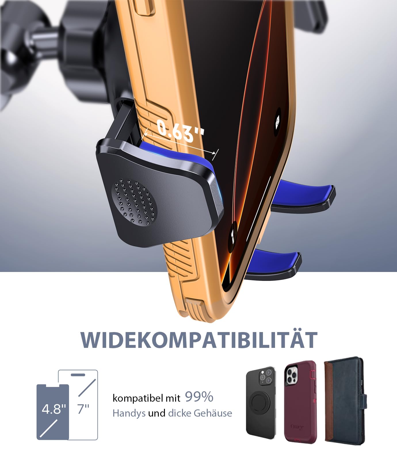 Miracase Supporto Auto Per Telefono – Doppio Gancio In Acciaio, Rotazione 360°, Rilascio Con Pulsante, Compatibile Con IPhone E Galaxy (4-7 Pollici)