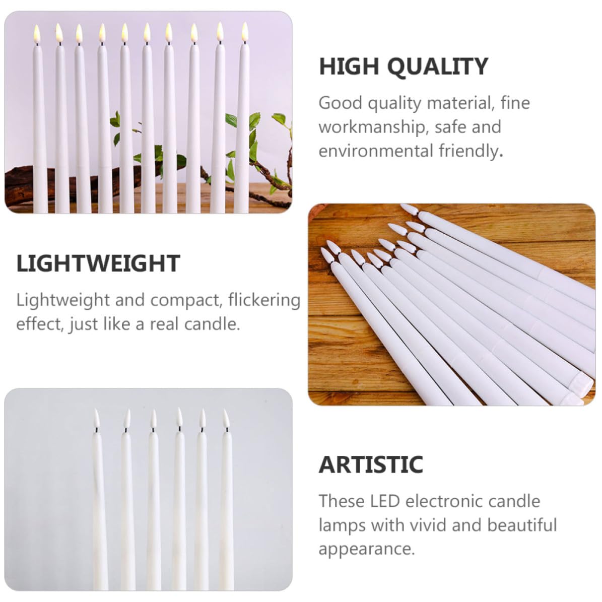 Beaupretty 12 Pezzi Candela LED Decorativa Bianca Fusto in Plastica, Risparmio Energetico e Design Elegante, per Matrimoni e Decorazioni di Halloween