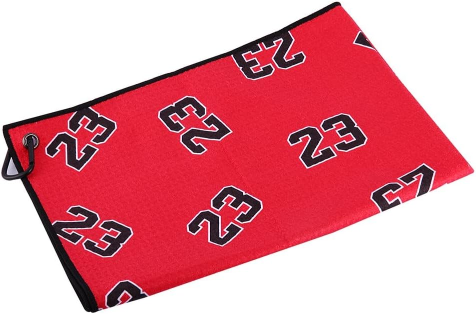 Golf Towel with Number Design Golf Microfiber Waffle Pattern Golf Towel (Red with No 23)