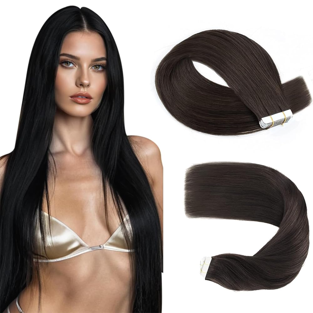 Photo 1 of #1B Natural Black Clip in Extensions Human Hair 12 Inch Natural Color Straight Clip in Seamless Extensions Human Hair Skin Weft Seamless Invisible Unprocessed Brazilian Virgin Remy Hair 120g