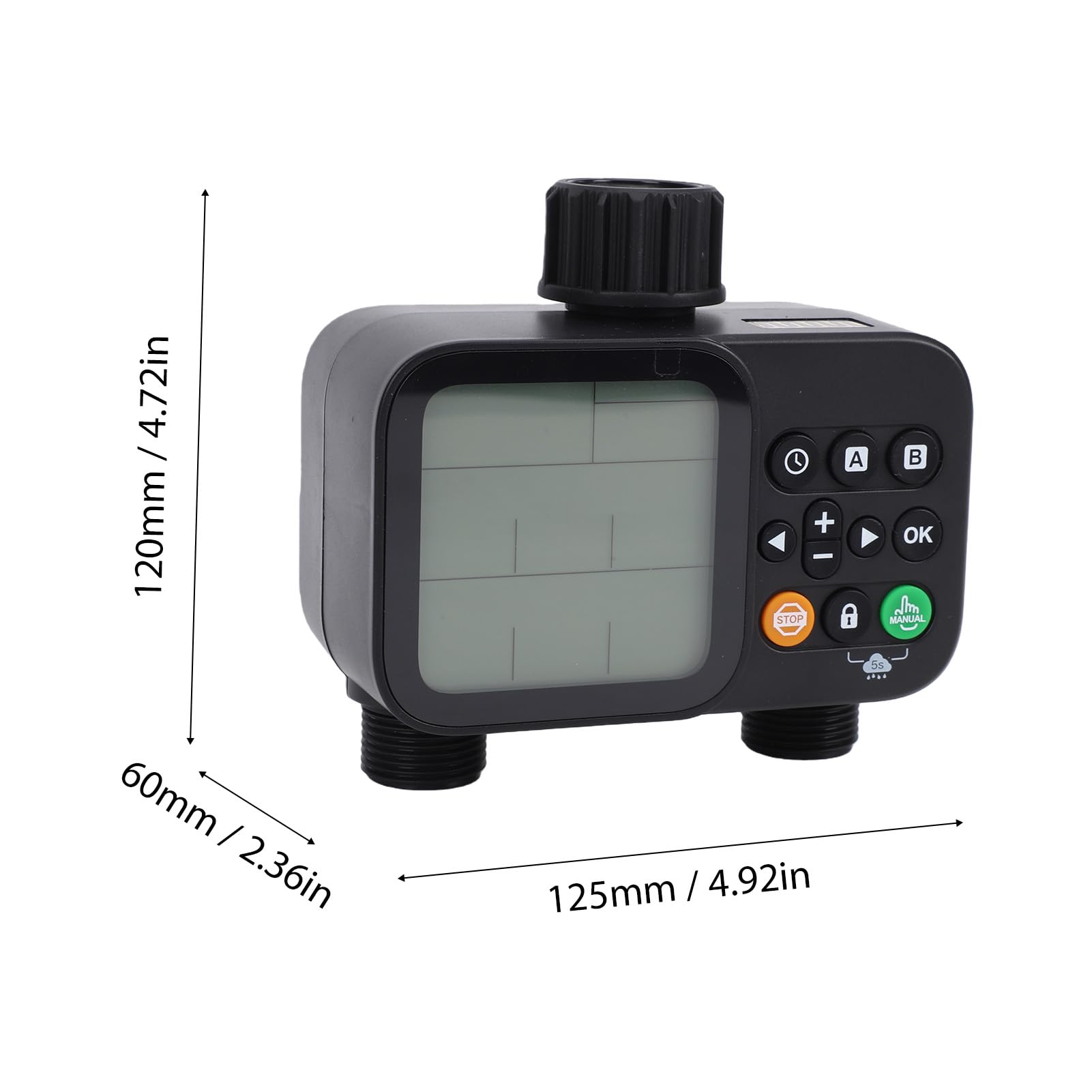 Temporizador Aspersor 2 Zonas, 8 Configuraciones Programables, Retardo Automático Lluvia, Temporizador Riego Manguera Jardín para Césped, Invernadero, Control Riego
