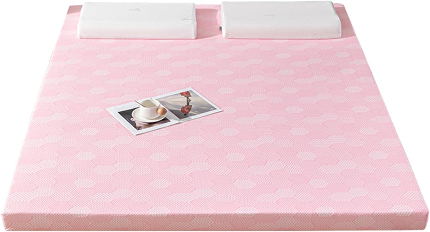 Pink/8cm,200X270cm, High-Density Foam Futon Mattress Pad Japanese Futon Mattress Topper Traditional Floor Mattress Topper Portable Tatami Mat Sleeping Bed Pad for Dormitory Camping