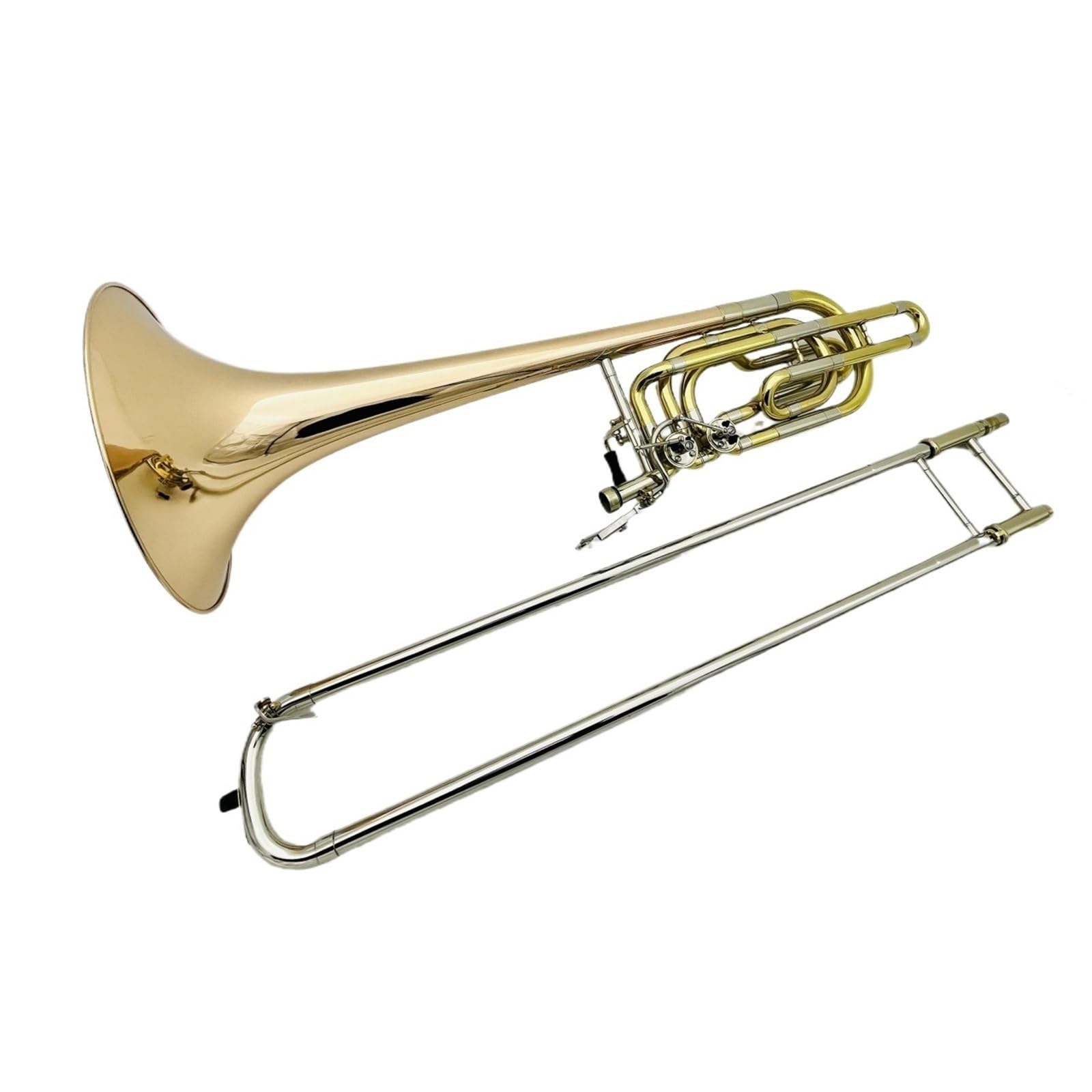Puzon dla początkujących Bb F puzon dwutłokowy fosforowy brąz mosiądz platerowany profesjonalny instrument muzyczny z etui,