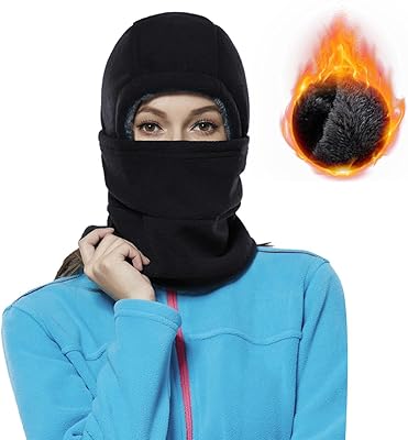 Achiou Ski Mask for Women Men, Sherpa Hood Ski Mask, Winter Balaclava Windproof Hooded Scarf Cold Weather Hat Neck Warmer