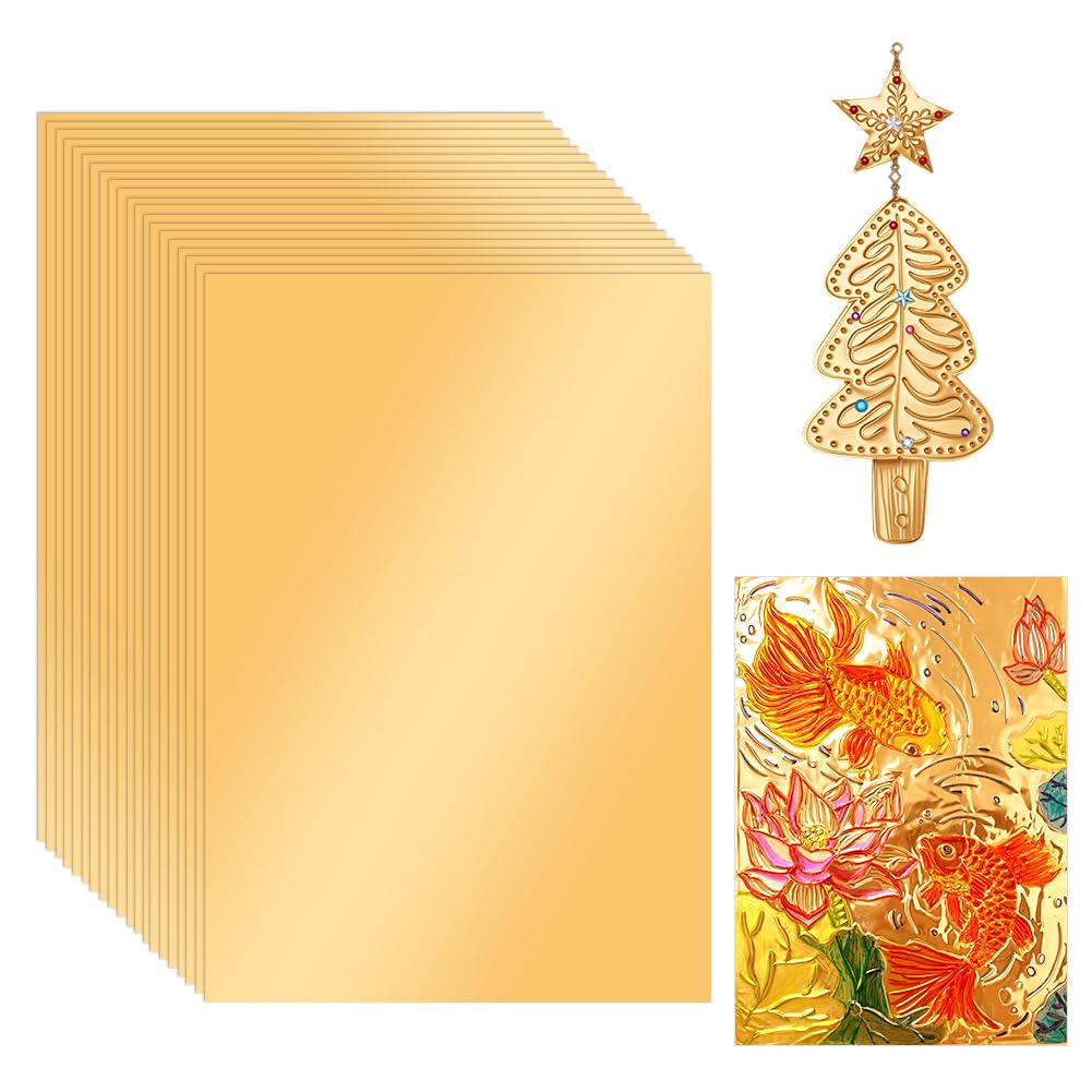 OLYCRAFT 30 hojas de aluminio para manualidades, 30 x 20 cm, lámina de metal de 0,1 mm de grosor, lámina de aluminio para pintar, grabar y grabar en relieve, proyecto de arte