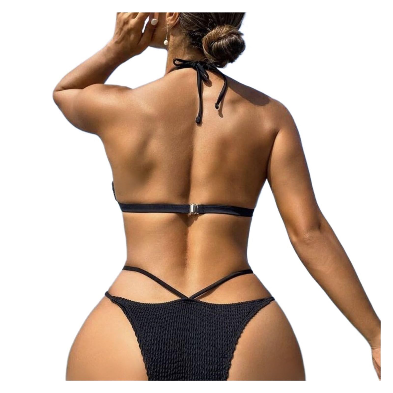 FETICO ブラック ツーピース水着 TWISTED TWO-PIECE SWIMSUIT(1 BLACK): FETICO: WOMENS