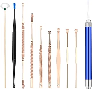 Kit de eliminación de cerumen, conjunto de palillos de orejas, cuchara removedor de cerumen, palillo de oreja con luz LED para masaje de orejas, herramientas de cuidado de oídos para adultos/611