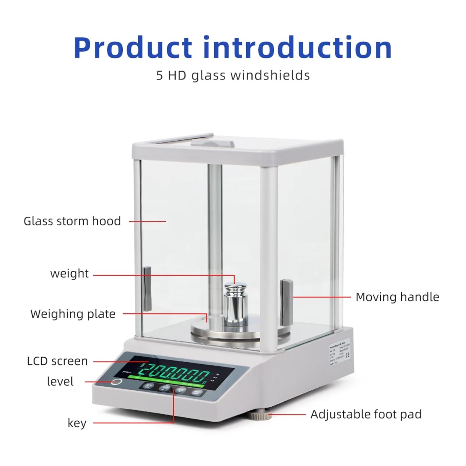 Balanza analítica digital de precisión, microbalanza electrónica laboratorio, rango 310 g/510 g, resolución 0,001 Grado comercial