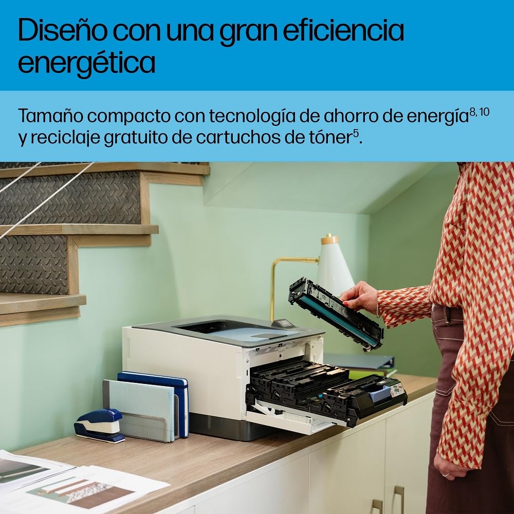 HP Color LaserJet Pro 3202dn, Impresora Láser Monofunción A4, impresión a Doble Cara automática, 25 ppm, USB 2.0, Procesador 1,2 GHz, Ethernet, Memoria 256MB, Compatible Smart, Blanca y Azul