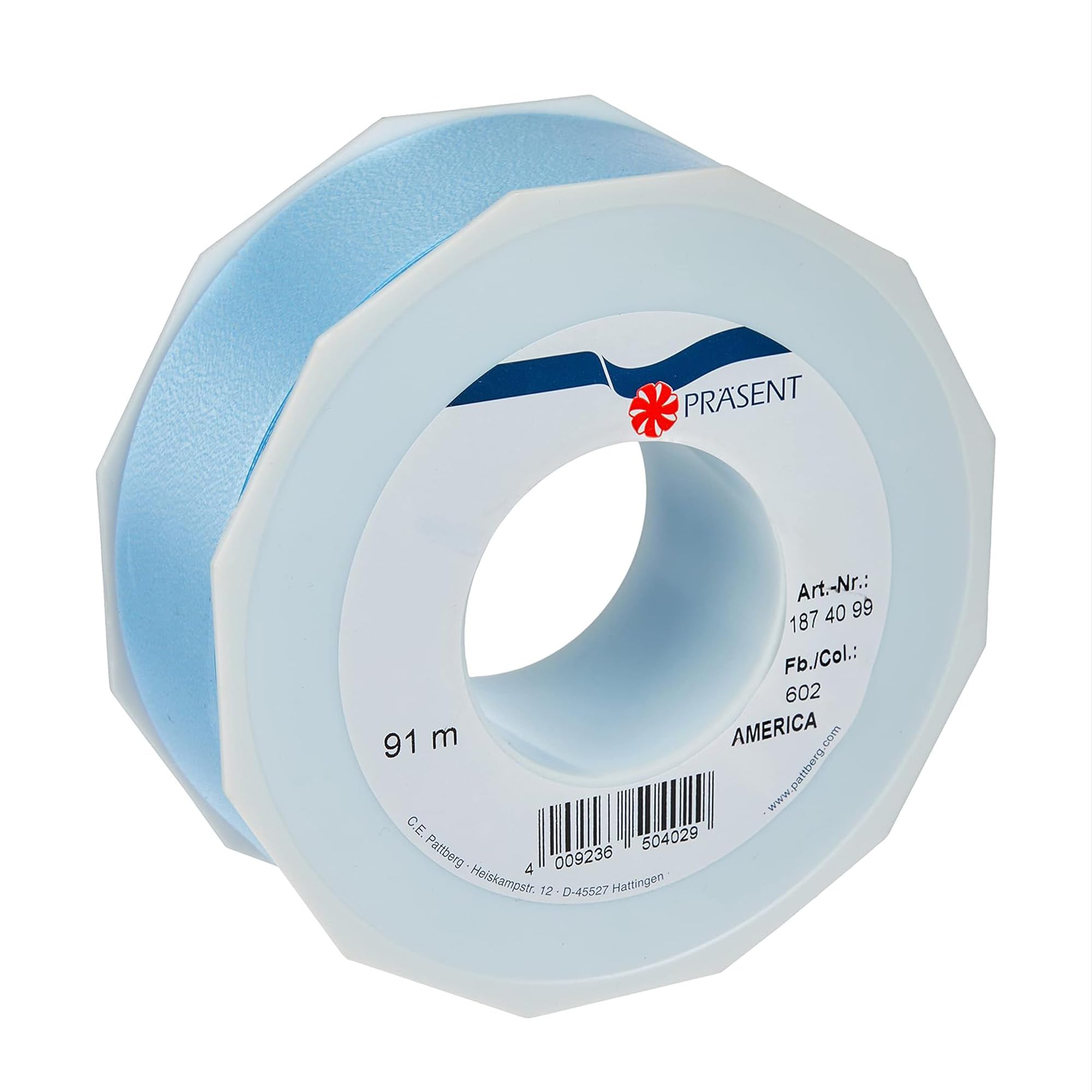 C.E. Pattberg Präsent - America Curling Ribbon Light Blue 40 mm width, 91 m length