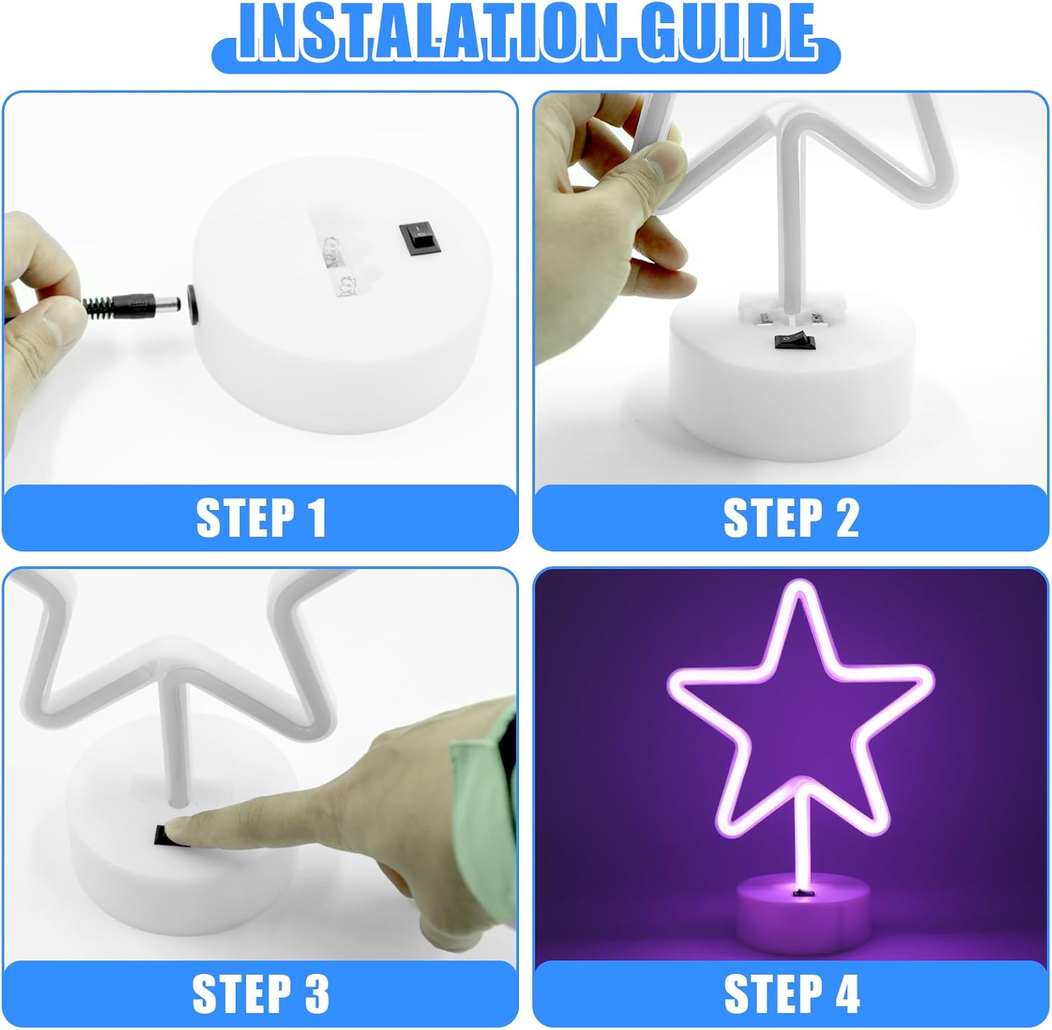 Star Purple Neon Sign, 2Pack Room Decor Neon Lights for Bedroom Girls, Battery Operated or USB Powered LED Purple Lamp for for Party, Birthday, Wedding, Holiday, Indoor,Outdoor, Valentine Gifts