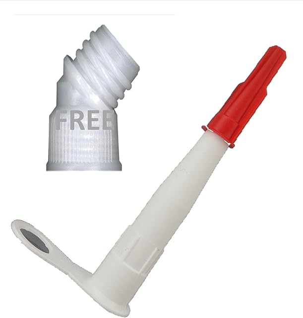 6 Spare Silicone NOZZLES with RESEALABLE RED Screw Cap for Mastic Caulk and Adhesive use with Standard 290,300 and 310ML CARTRIDGES Plus ONE Free 45 Degree Elbow