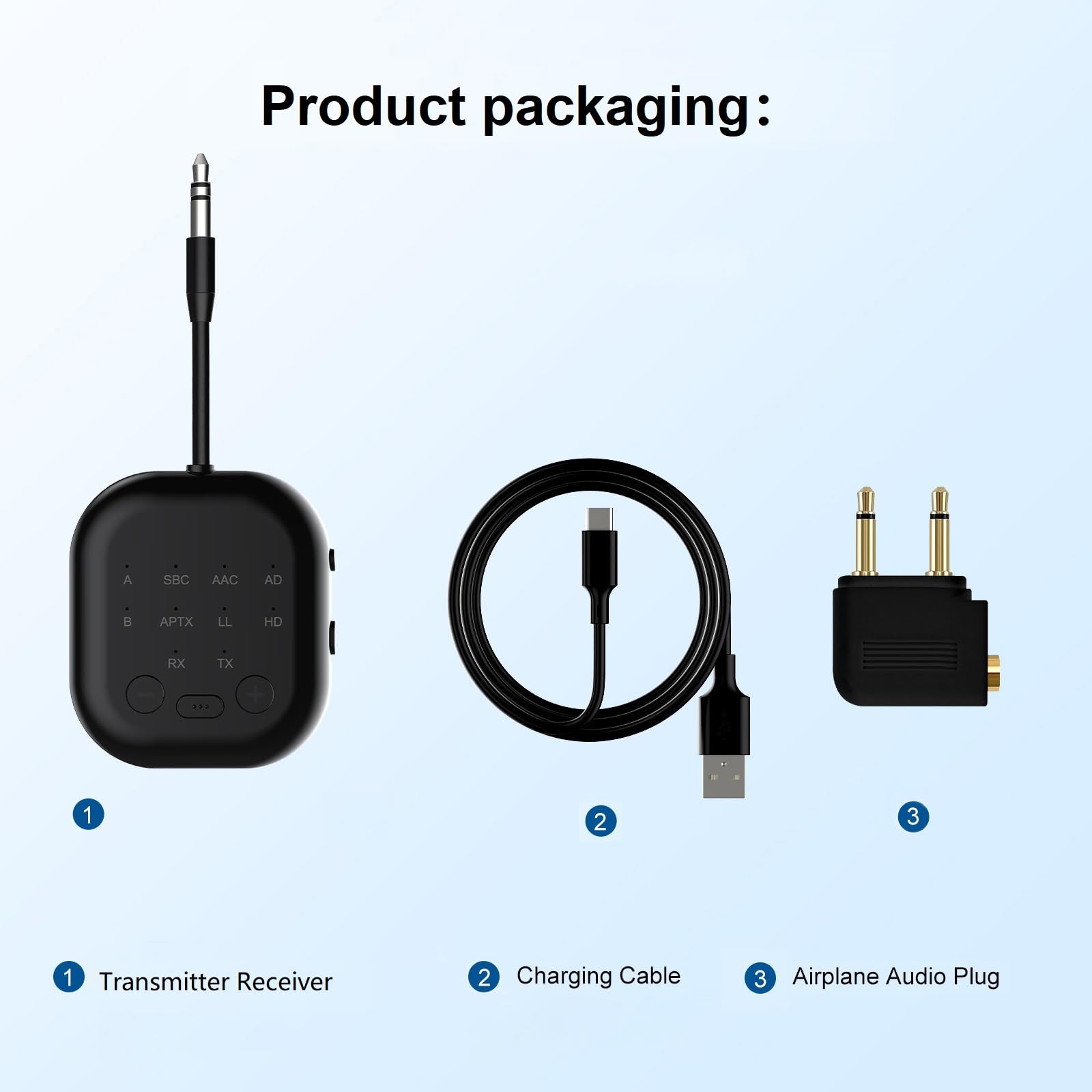 eppfun Transmisor Receptor Bluetooth 5.3 para TV, APTX-Adaptive Adaptador Audio Bluetooth con AUX 3,5mm Jack para PC/Televisión/Altavoces/Avion