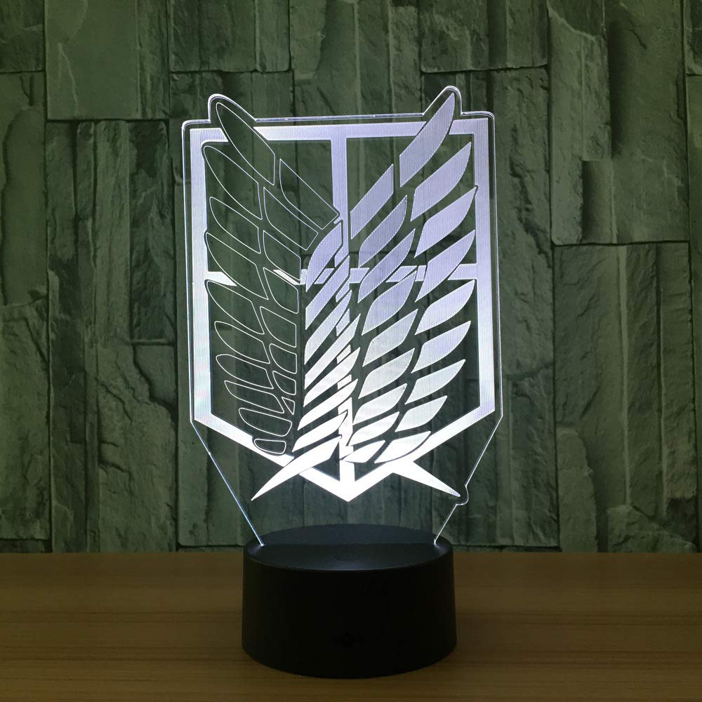 Nightlight Color Changing Home Decor Table Attack on Titan Badge 3D LED Lamp Novelty 3D Visual Night Light for Child Gift