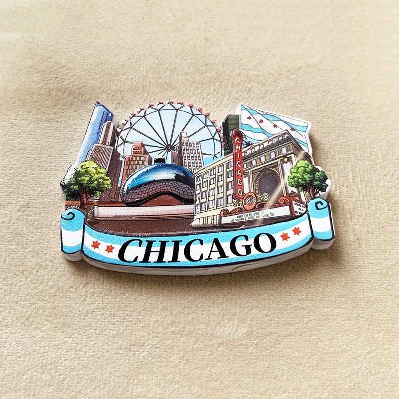 Imán Decorativo Souvenir Chicago Landmarks miniatura 5