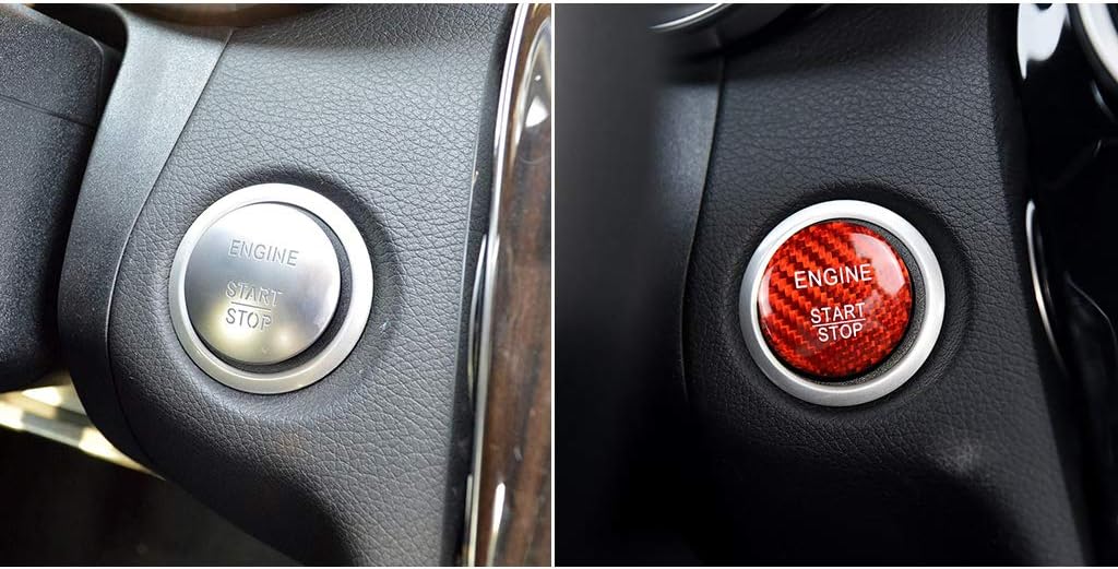 JMY Carbon Fiber Sports Engine Start Stop Button Cover For Mercedes Benz A B C GLC GLA CLA ML GL Class W176 W246 W205 X 253 X156 C117, Engine Switch Power Ignition Replacement(Red) : Automotive