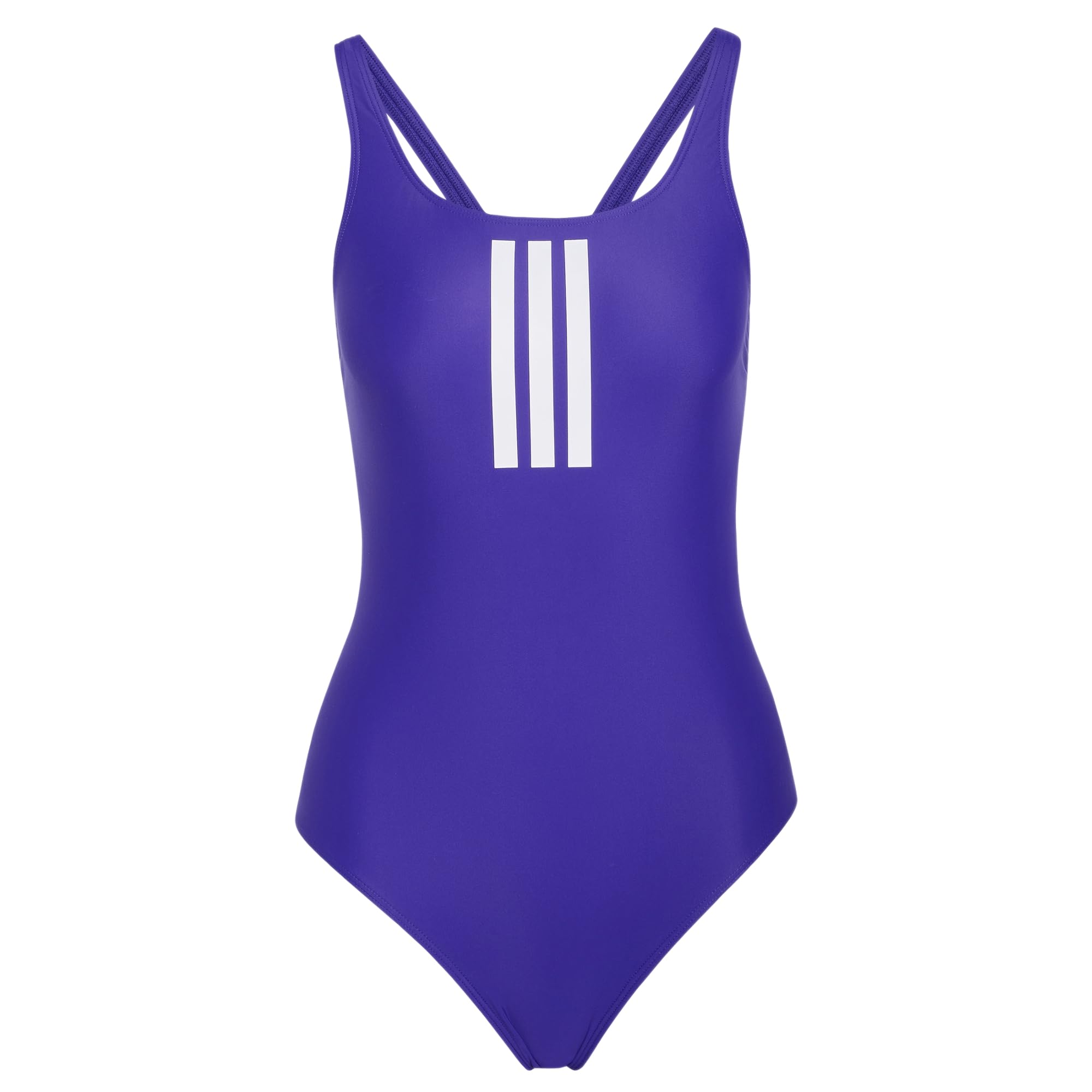 adidas Women's 3 Stripes V-Back Swimsuit Swimwear, Collegiate Purple/White, 34