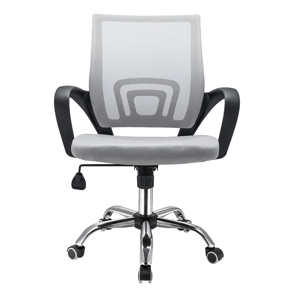 Panana Large Seat Adjustable Ergonomic Desk Chair Metal feet Swivel Office Chair Mid-Back with Lumbar Support Executive Task Chair (Grey)