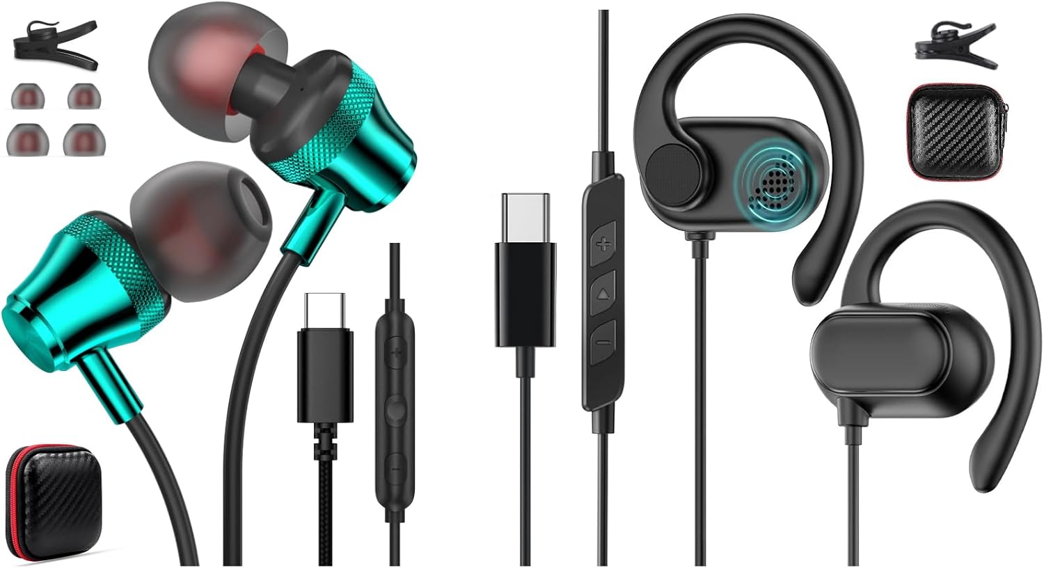 2 Pack USB C Headphone for iPad A16 11 10,Type C Wired Earbuds for Samsung Galaxy A17 S25 FE S24 S23 S22 Pixel 9 9a 8a, Noise Canceling HiFi Stereo Earphone in-Ear Headset for iPhone 17 Pro Max Air 16