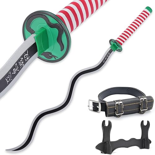 Espada Demon Slayer - Réplica de Katana de anime de 41 pulgadas con cinturón y soporte, espada duradera perfecta para cosplay, espada Nichirin con