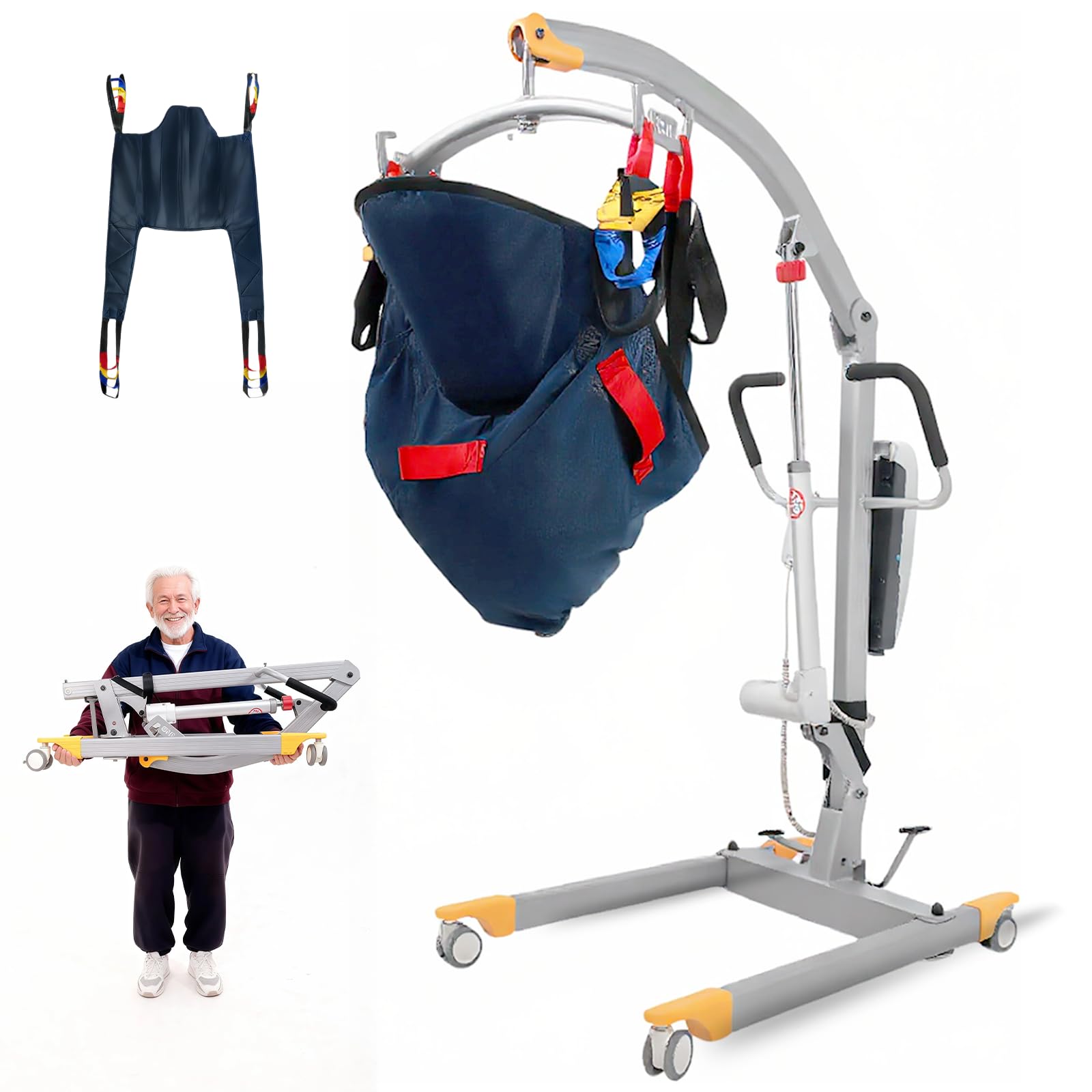 Aluminum Electric Patient Lift for Home, Lightweight Premium 450lbs Patient Lift | Folding Body Transfer Lift for Car | Upgraded Version