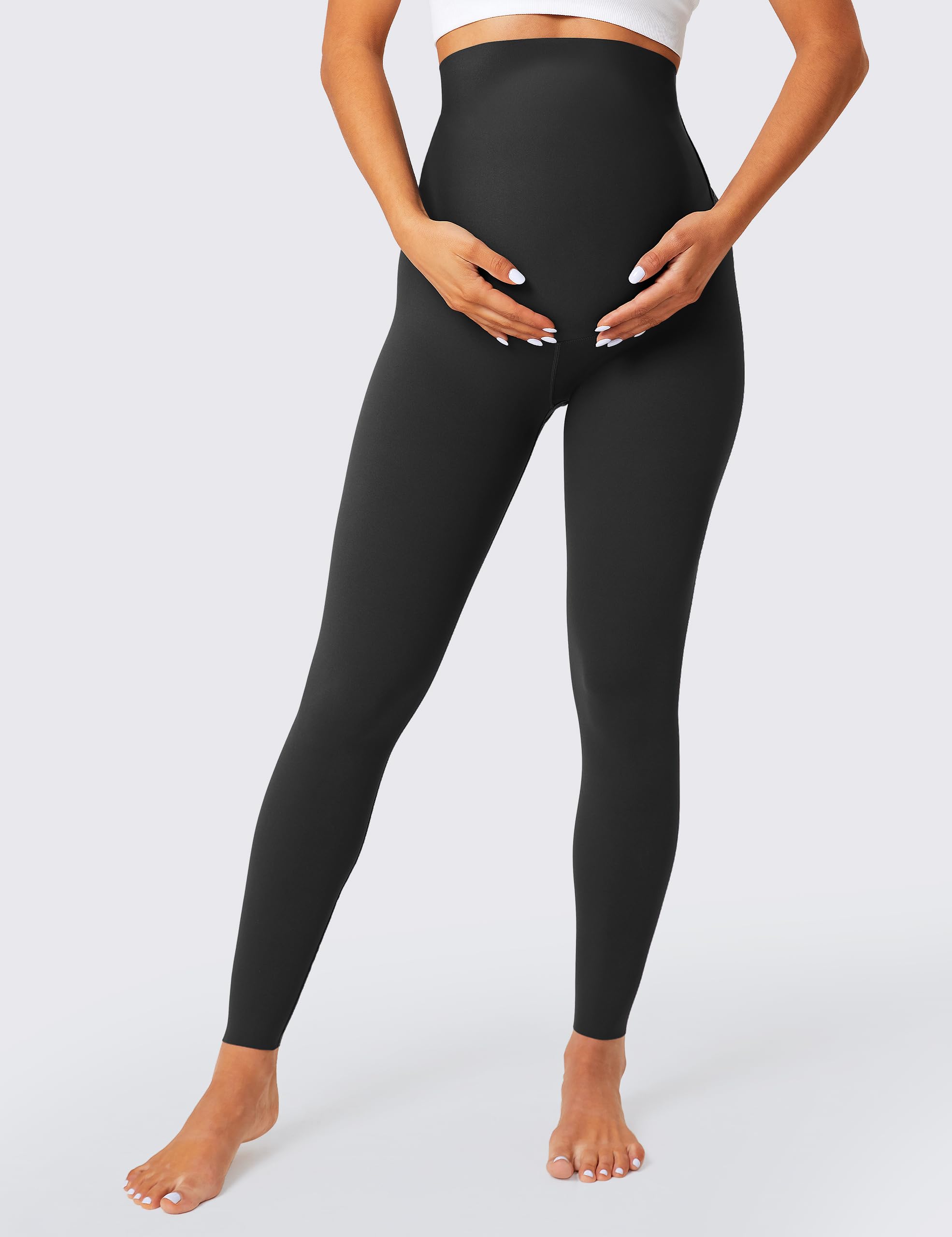 BAYDI Leggings de maternidad sobre el vientre, leggings deportivos con soporte para el vientre, leggings de entrenamiento para embarazo, pantalones de yoga suaves