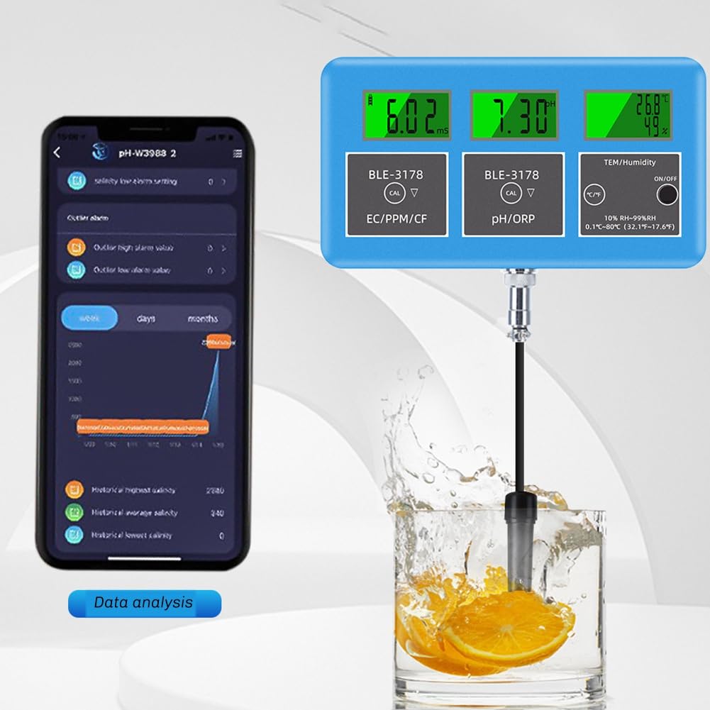 Probador de Calidad del Agua Wifi 7 en 1, ORP, TDS, EC, Temperatura y Humedad, Analizador en Línea para Acuarios, Monitor de Análisis de Agua