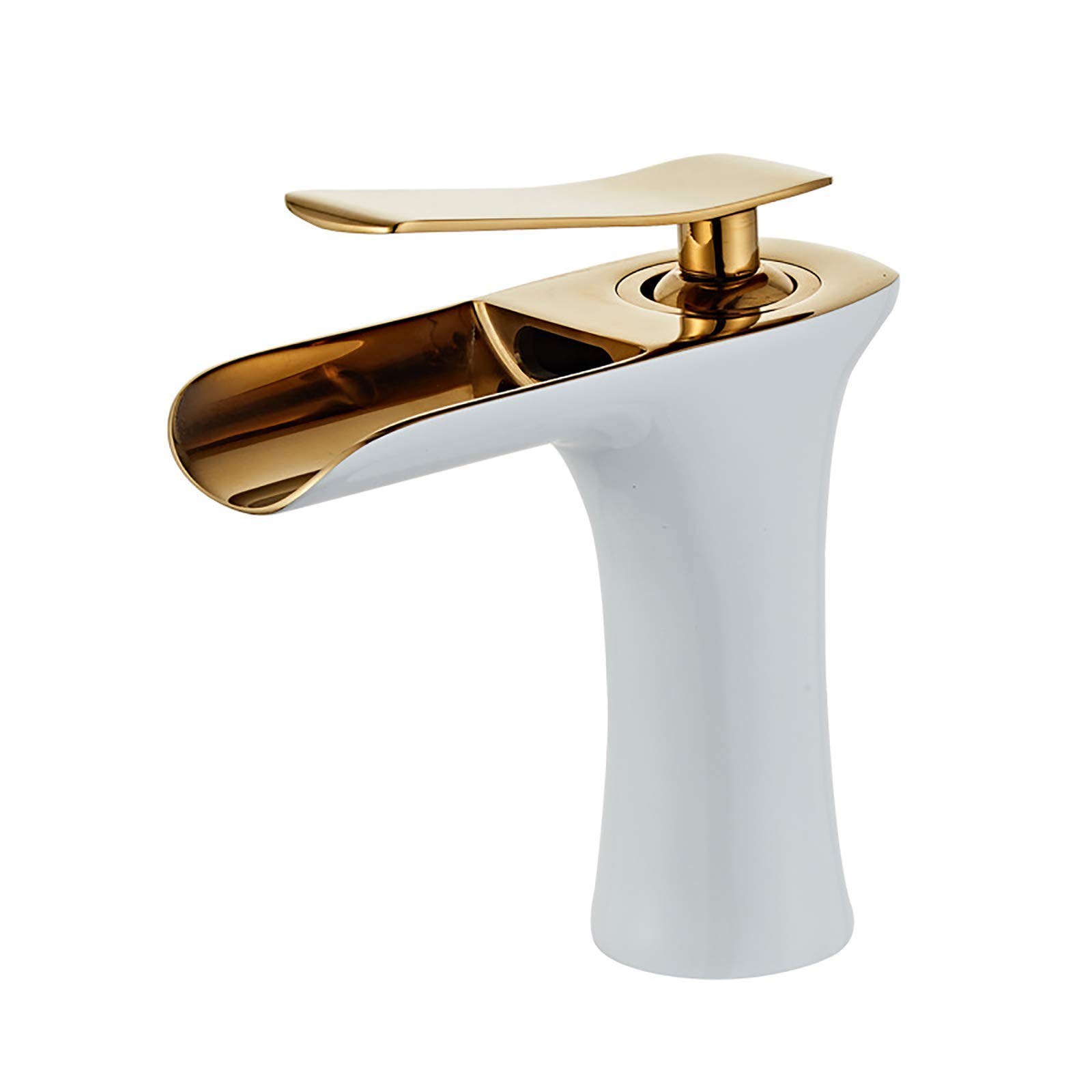 Robinet de lavabo de salle de bain contemporain finitions luxe or blanc