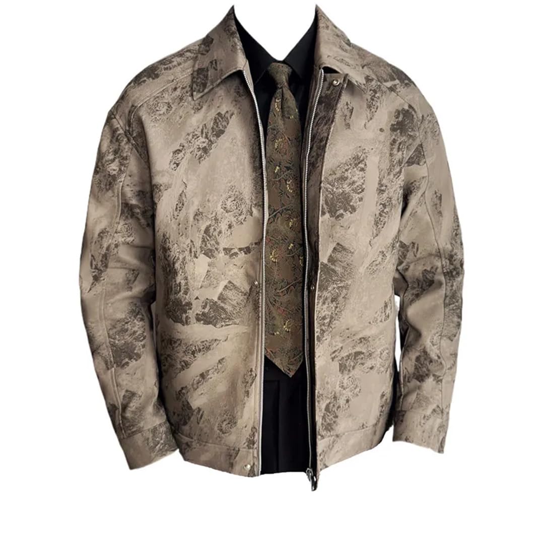 Męska klapa motocyklowa kurtka rowerowa Streetwear Social Business Coats Skórzana kurtka z nadrukiem