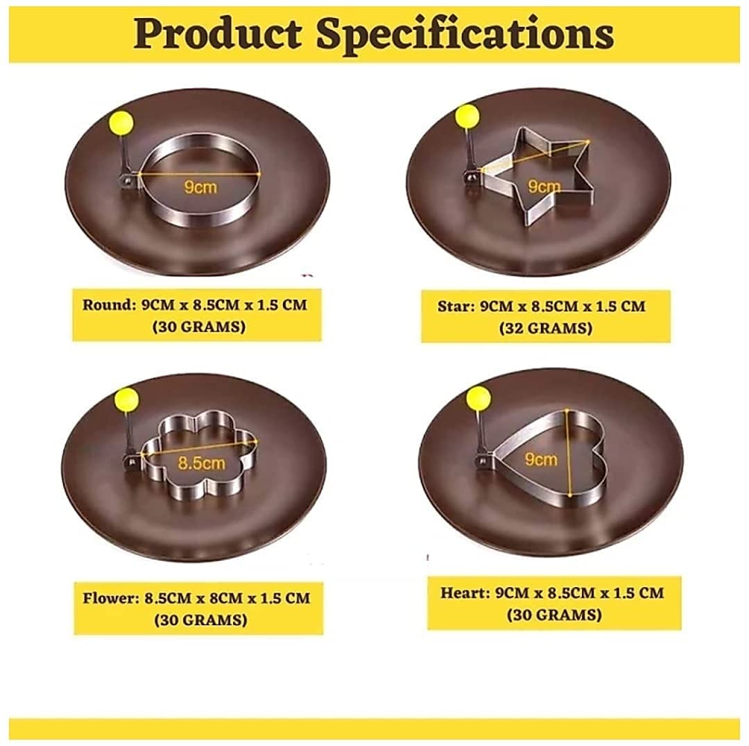 Universal Buyer 4pcs Stainless Steel Omelette Mould Device Love Surprise Eggs Ring Model Set Heart Shape Egg Mold Styling Tools 1