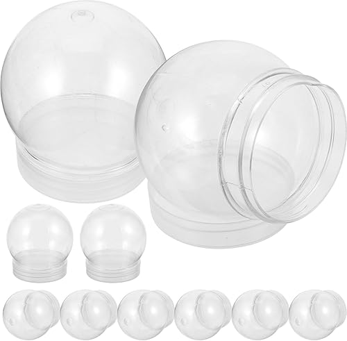 Globo de nieve de plástico, 10 unidades, globo de agua de plástico transparente de 4 pulgadas, globo de nieve transparente con tapa de rosca para