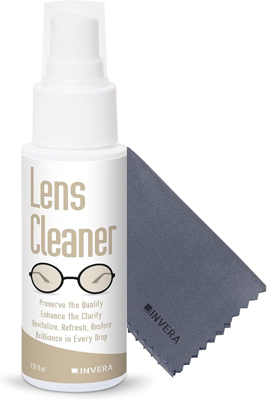 Eyeglass Cleaner Spray with Microfiber Cloth Kit, Lens Cleaner for Eyeglasses, Sunglasses, Camera Lenses & Electronic Screens, Gentle, Odor-Free, Compact 1.7 fl oz Lens Cleaner Spray