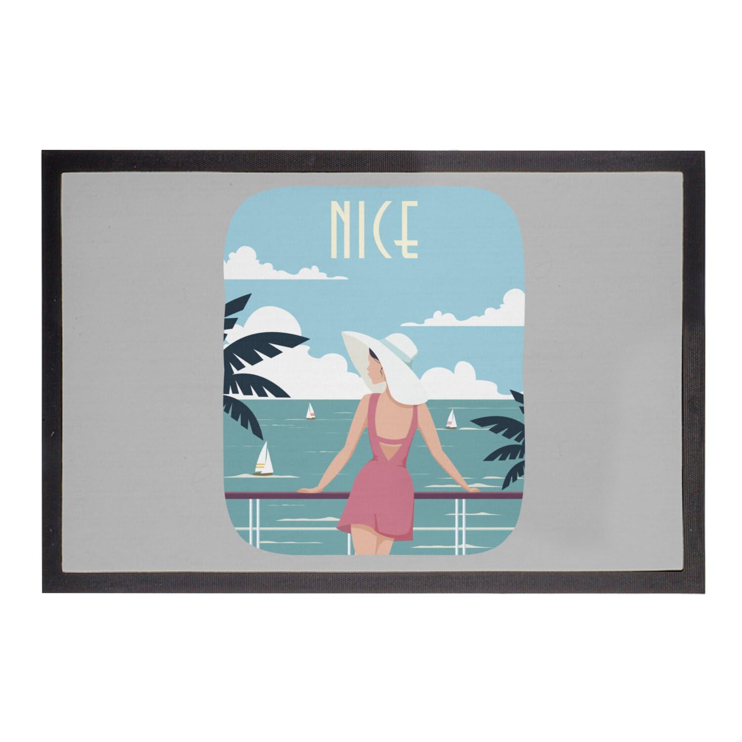 Paillasson gris Nice Promenade des Anglais 75x50cm pour une entrée aux couleurs du Sud