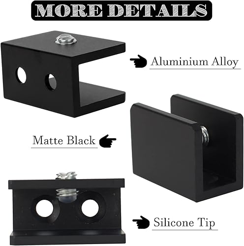 Miniatura 8 de KAFENDA Soportes pequeños para estantes de vidrio, abrazaderas pequeñas para vidrio de 14 de pulgada, aleación de aluminio sin taladrar sobre