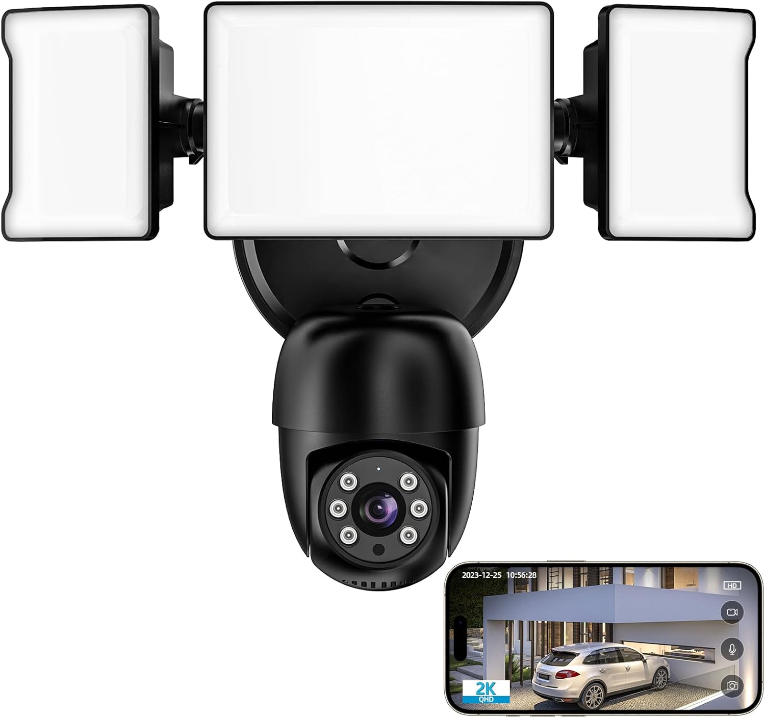 Olafus Floodlight Camera Outdoor, 2K Smart Security Cam, 55W 5500LM Outside Flood Light Wired, Exterior Motion Sensor LED Light Fixture with 360° Pan & Tilt, Color Night Vision for House Yard Black Olafus Floodlight Camera Outdoor, 2K Smart Security Cam, 55W 5500LM Outside Flood Light Wired, Exterior Motion Sensor LED Light Fixture with 360° Pan & Tilt, Color Night Vision for House Yard Black