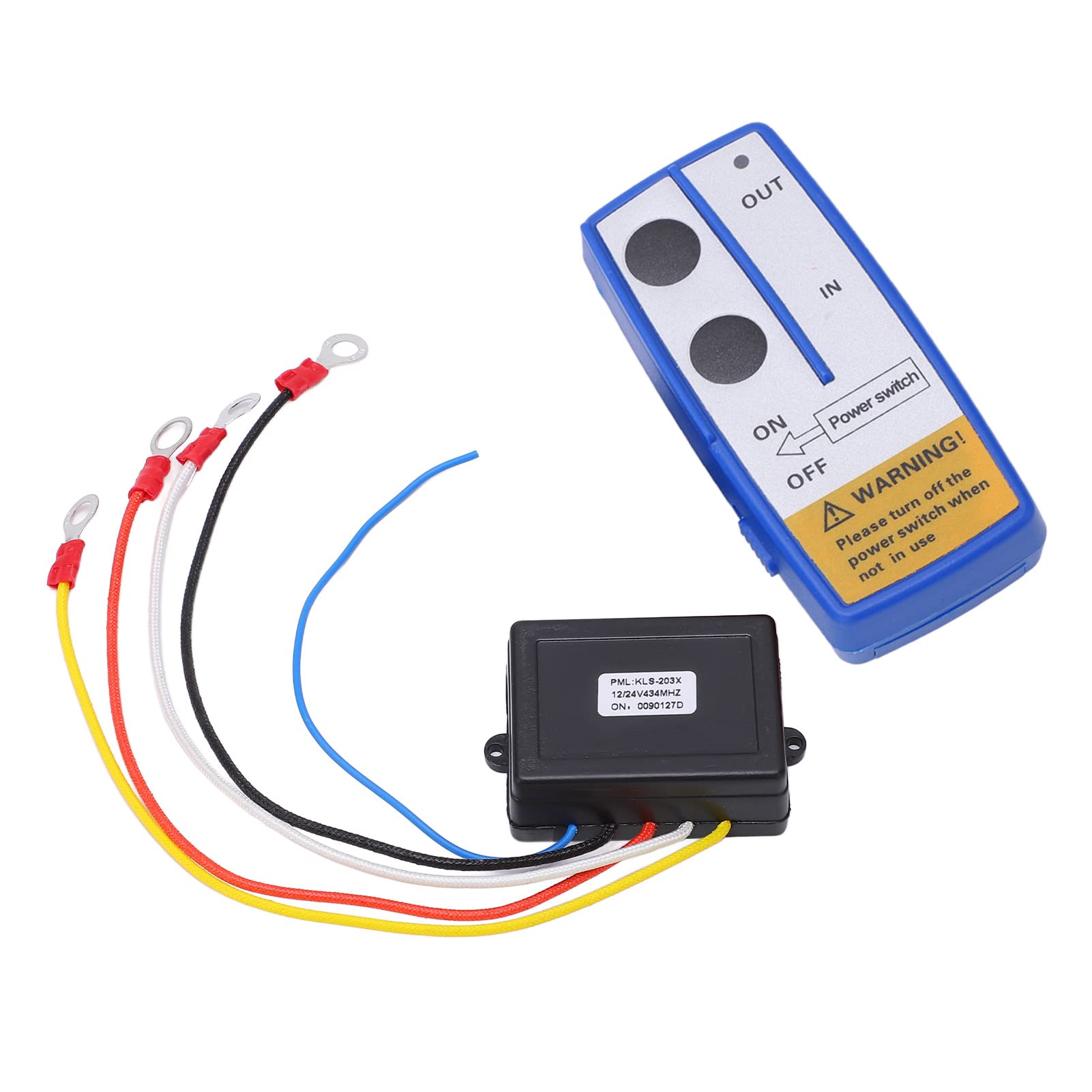 Bezprzewodowy zestaw pilota do wciągarki, zasięg 75 stóp, uniwersalny 12V/24 V, z odbiornikiem, do CamionATV SUV (BLUE)