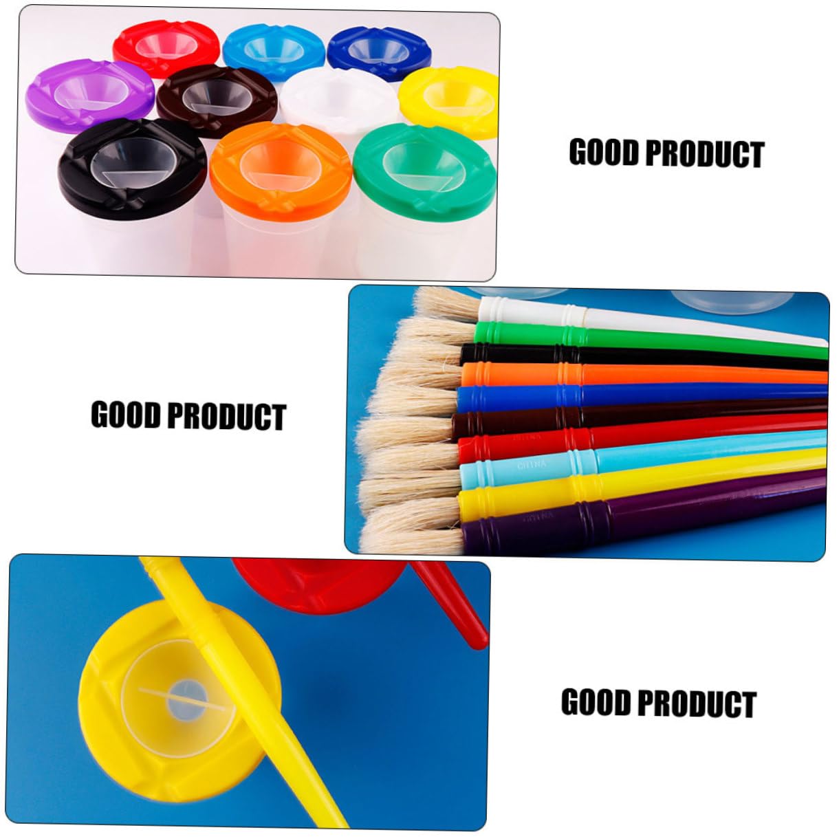 Vaso para Lavar Pinceles Infantil 10 Juegos, Plástico, Multicolor