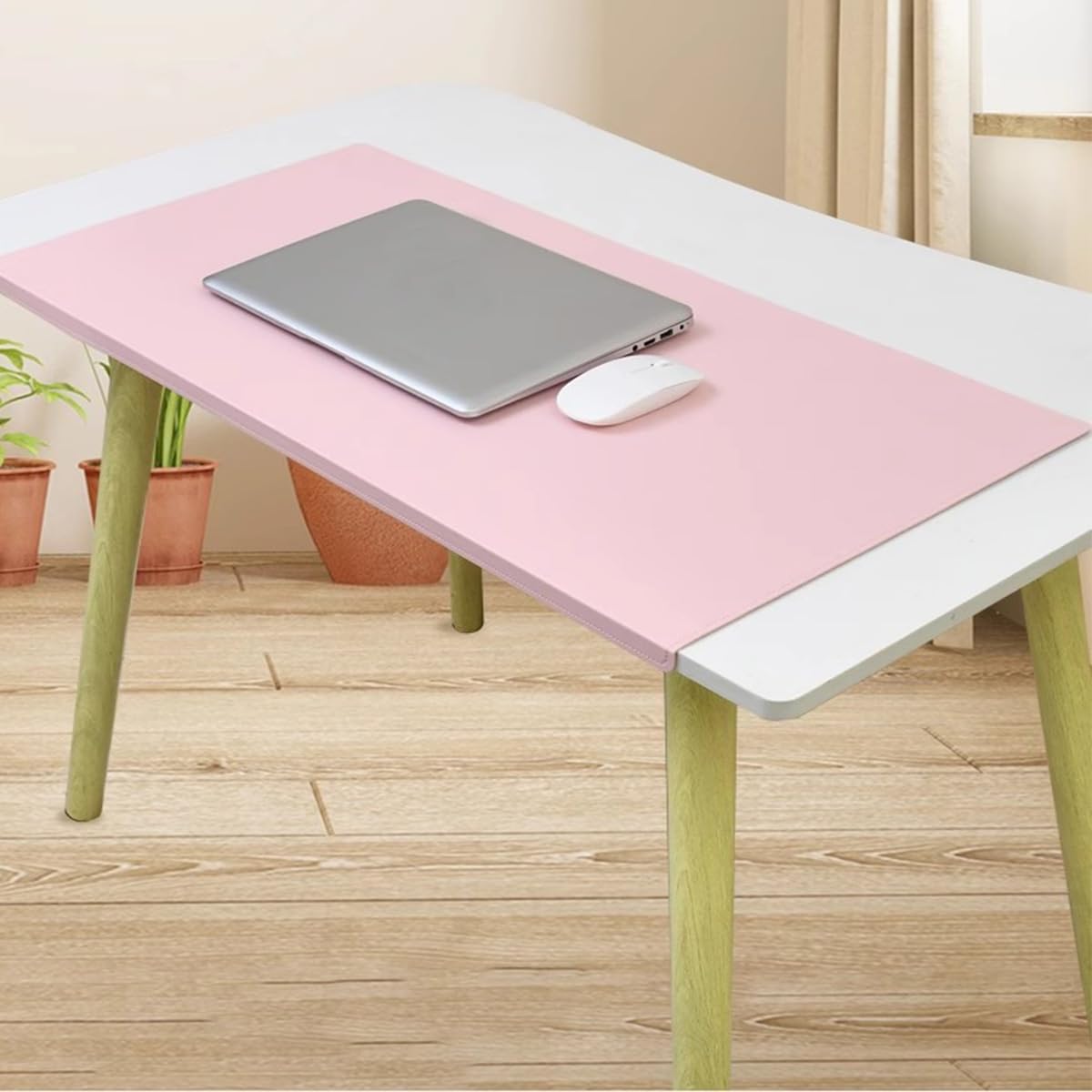 Tappetino per mouse, grande tappetino per mouse, in pelle ecologica in poliuretano, con bordo bloccato, antiscivolo, impermeabile, protezione da tavolo, per studio, lavoro e digitazione (nero, 120 x